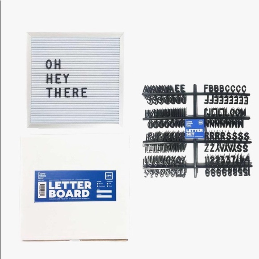 Square Letter Board Sign ✏️ White Vinyl Silver-tone Aluminum Frame Black Letters - Picture 7 of 9